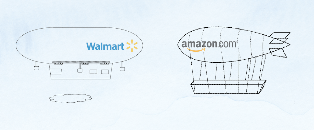 Amazon Walmart airborne warehouses