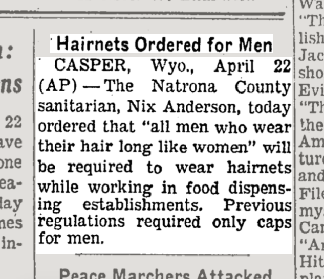 a blurb on ordering hairnets for male food service workers