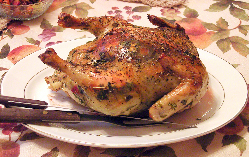 roasted chicken on a platter