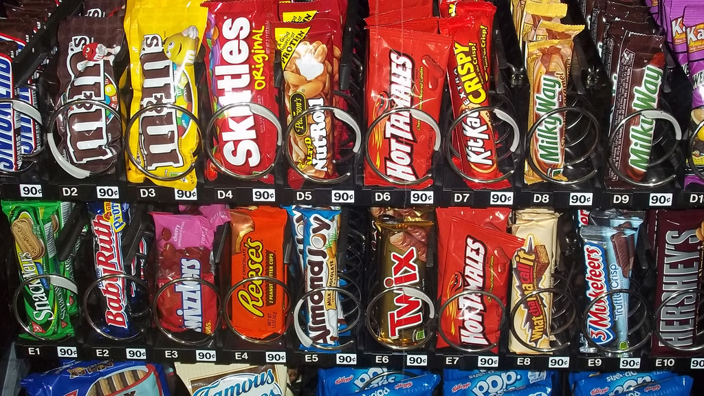 junk food in a vending machine