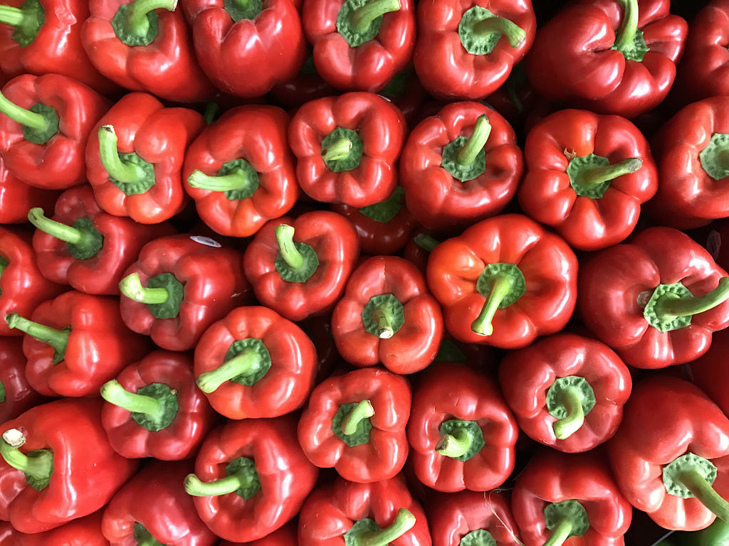 organic red peppers