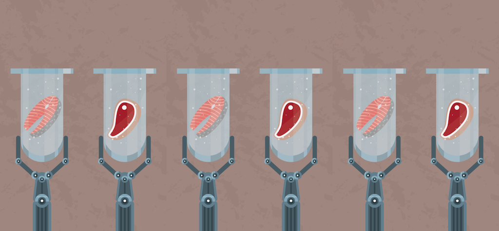 lab-grown meat in test tubes