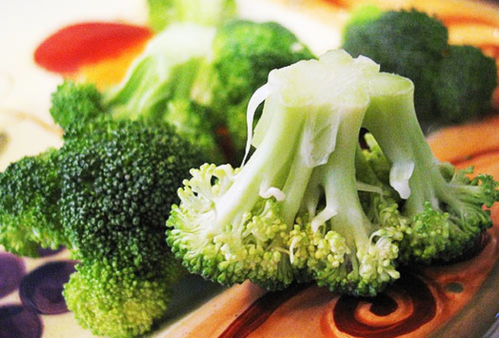 cut upside down broccoli floret
