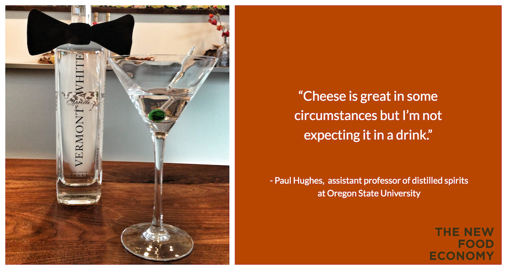 Companies like Vermont Spirits have successfully made vodka from whey. Others are currently trying to create beer from it. Credit: Vermont Spirits, August 2018