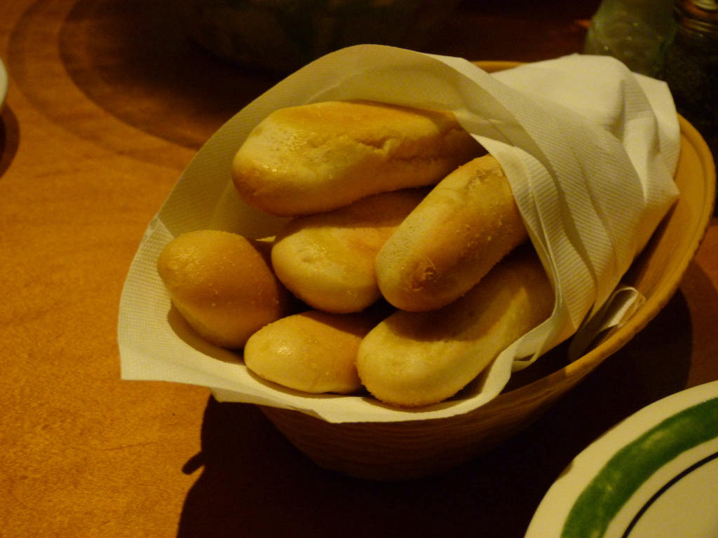 breadsticks basket at Olive Garden