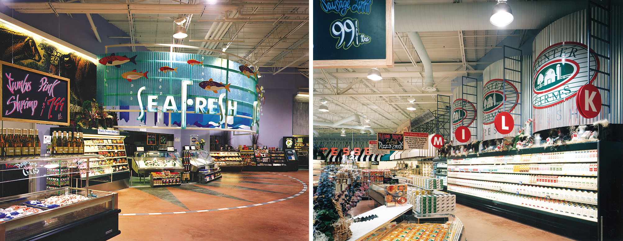 Archival photos of Harris Teeter supermarkets redesigned by Shook Kelley in the 1990s (April 2019)