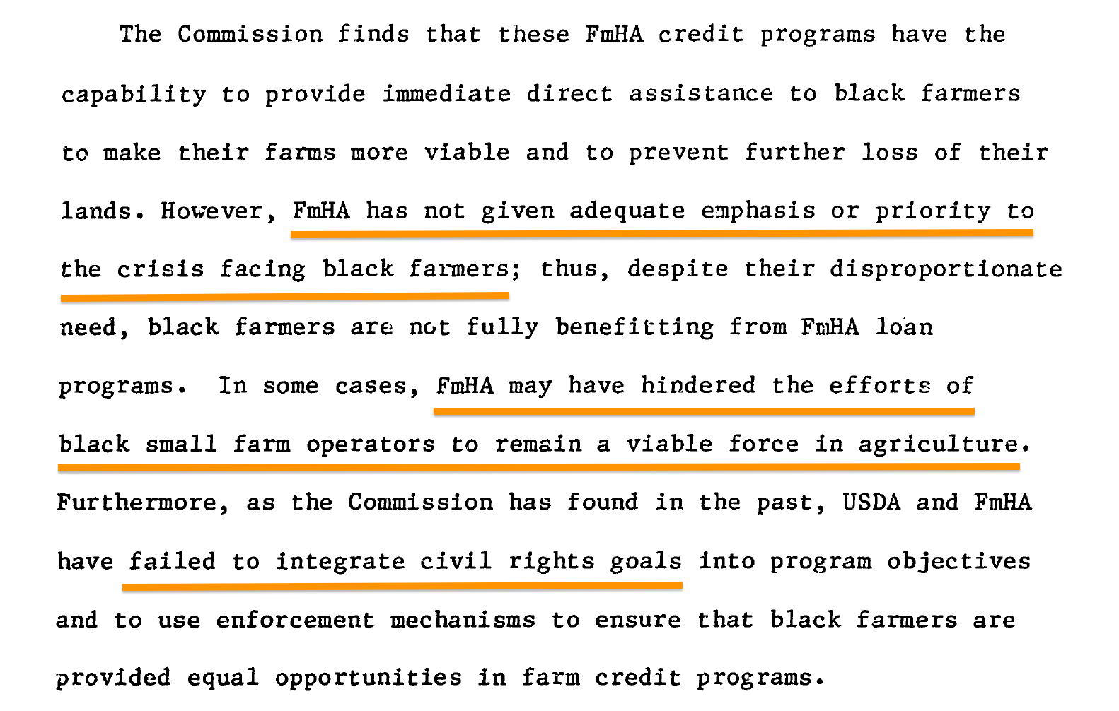 Farm commission black farmer USDA discrimination