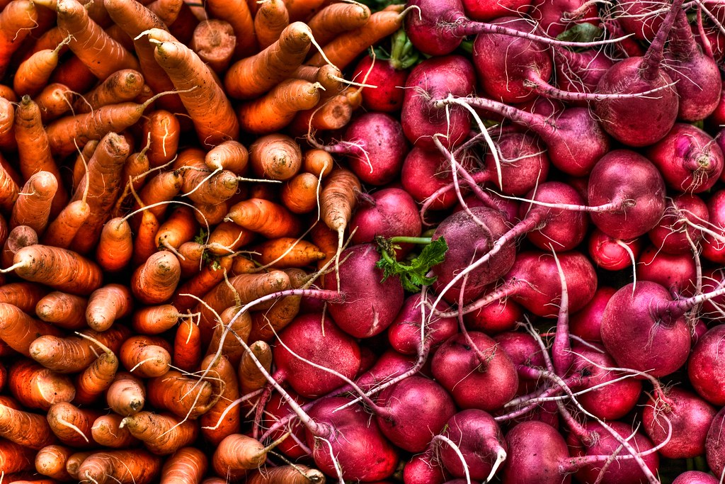 Radishes and carrots from a New York City farmers market. Credit: