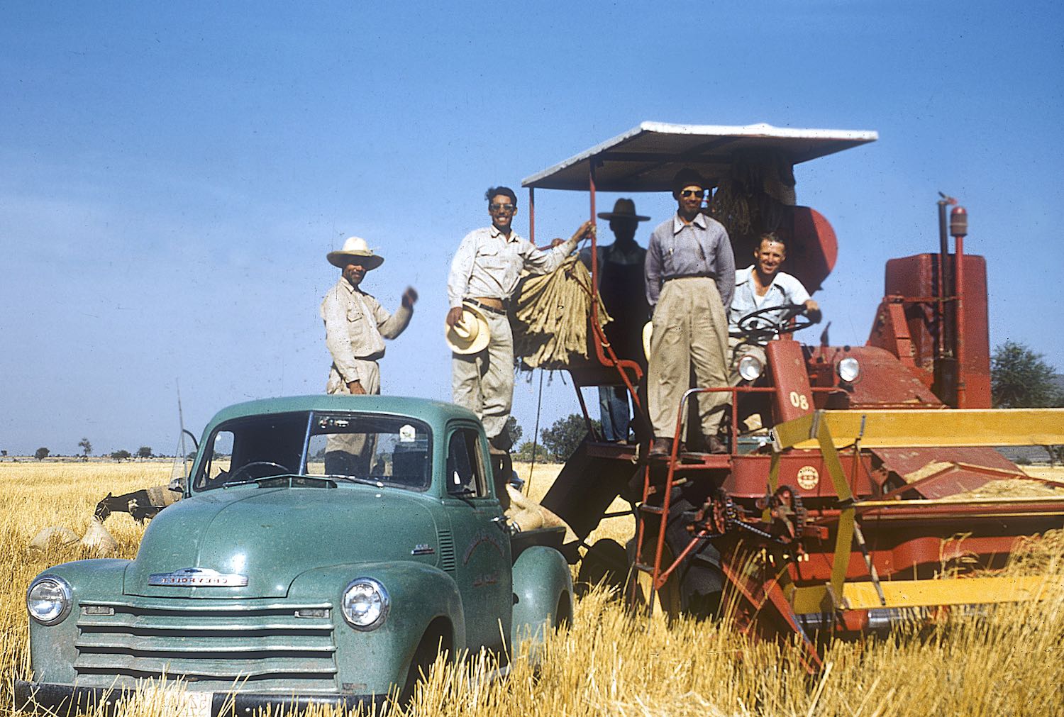 Norman Borlaug behind steering wheel on a farm in Mexico April 2020