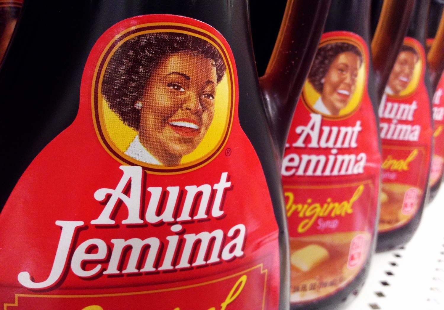 Aunt Jemima original syrup on shelf June 2020