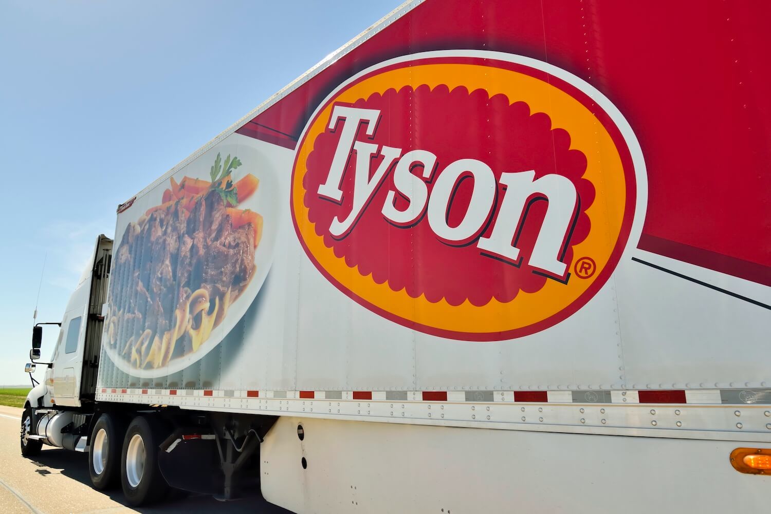A Tyson Foods semi truck on Interstate 80 near North Platte. Tyson Foods is a multi national food processor. July 2020