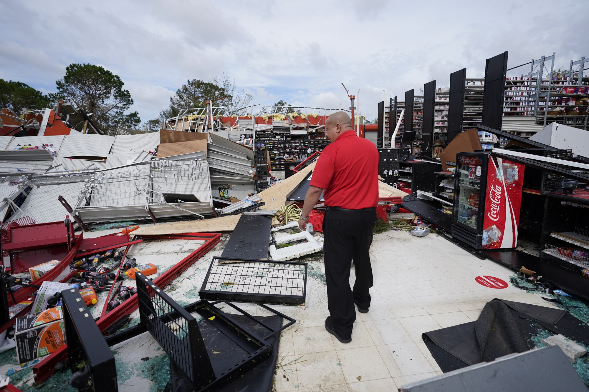 Surveying damage from Hurricane Laura