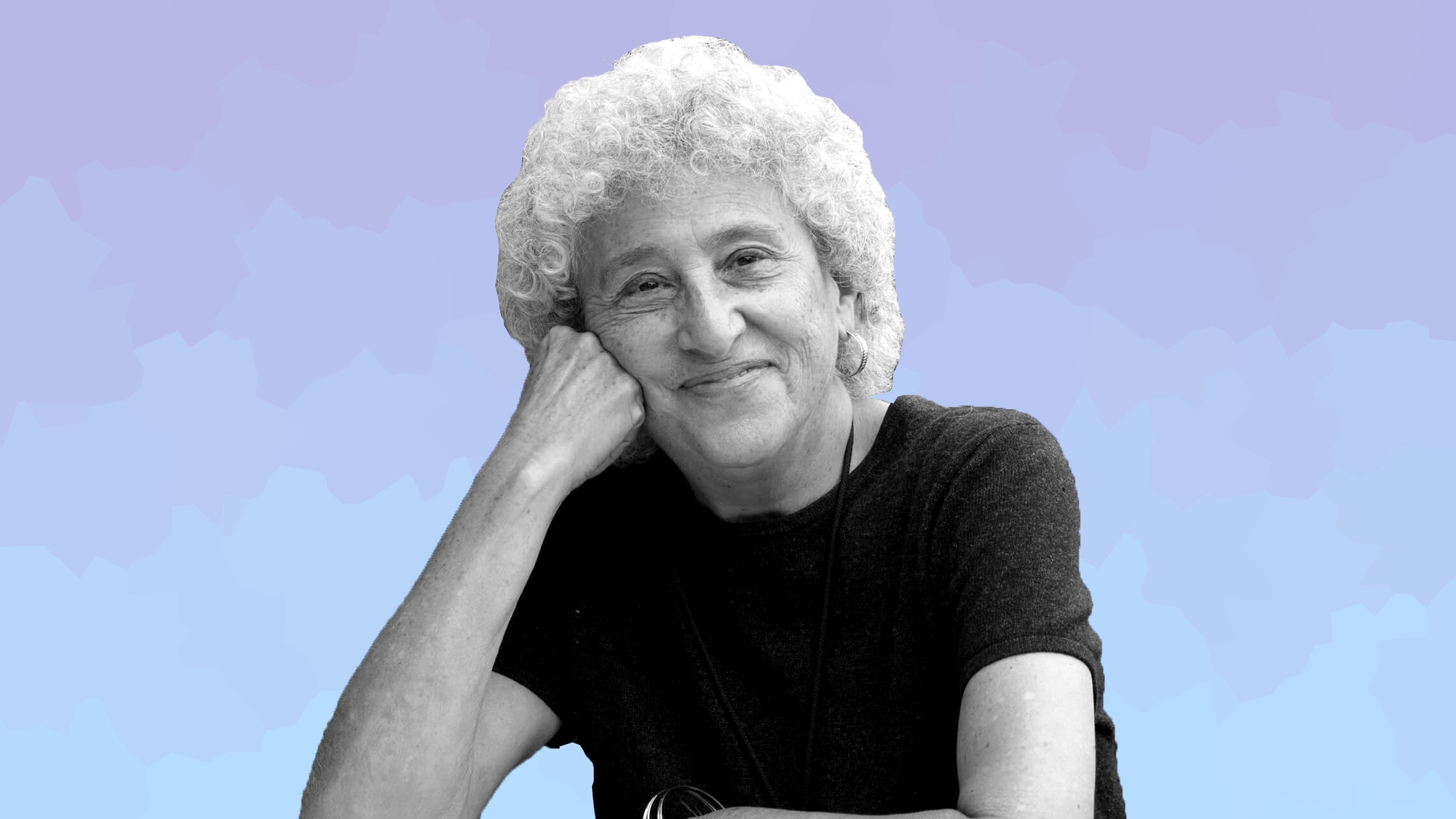 Marion Nestle portrait over gradient background. September 2020