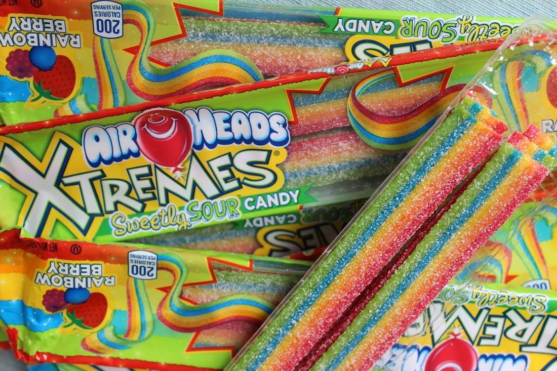 Airheads Xtremes Sweetly Sour Candy packaging. October 2020