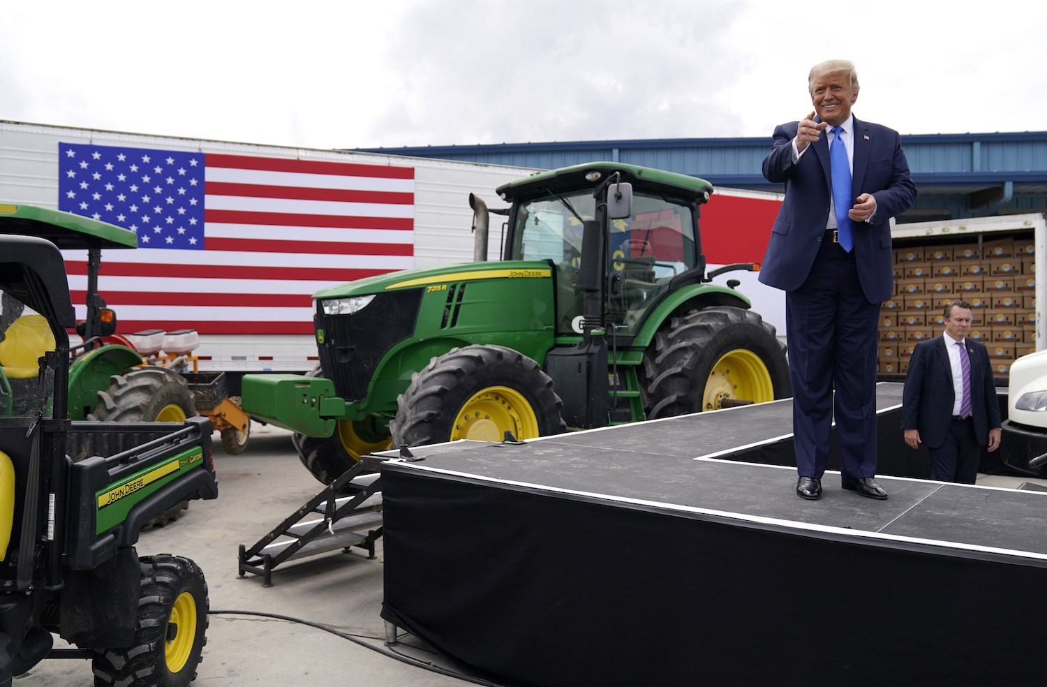 Trump prepares to give a speech to farmers in Mills River, N.C., in August. 2020