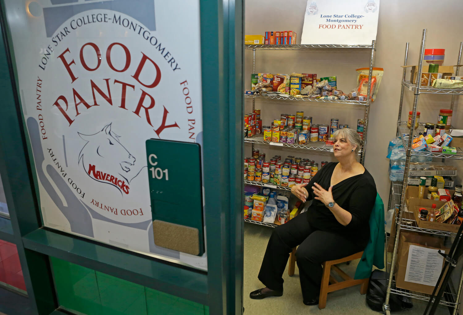 Karen Buckman, psychology professor and president of the Lone Star College-Montgomery food pantry in Conroe, Texas. November 2020