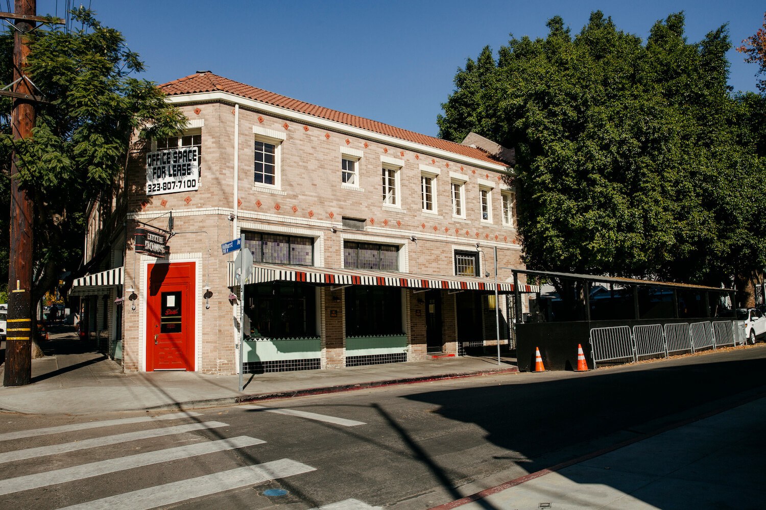 Exterior of Little Doms in Los Angeles. December 2020