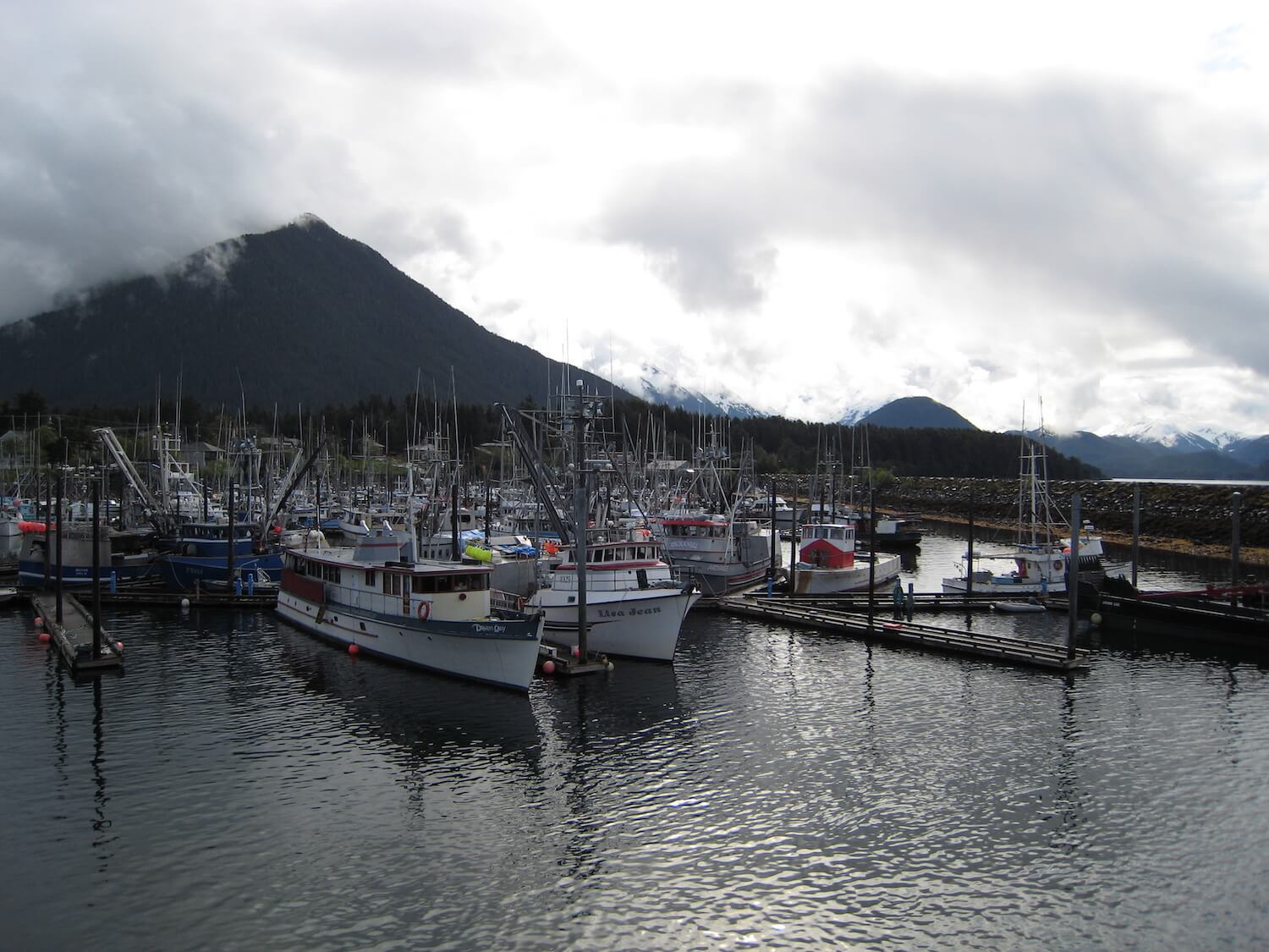 Fishing boats docked in Sitka, Alaska. February 2021