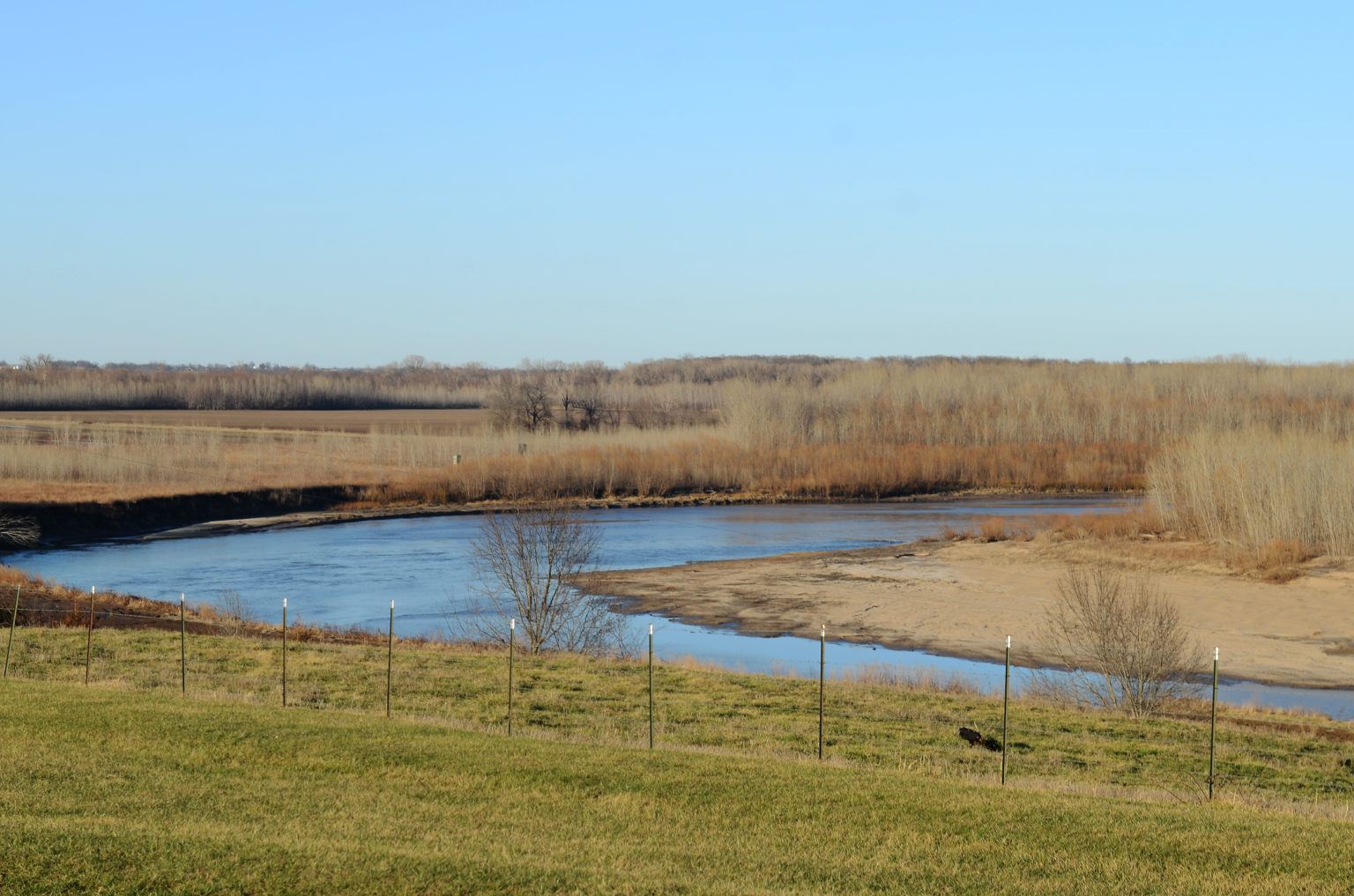 The Thompson River sits next-door to the permitted CAFO cite on Friday, March, 19, 2021, in Chillicothe, Mo.