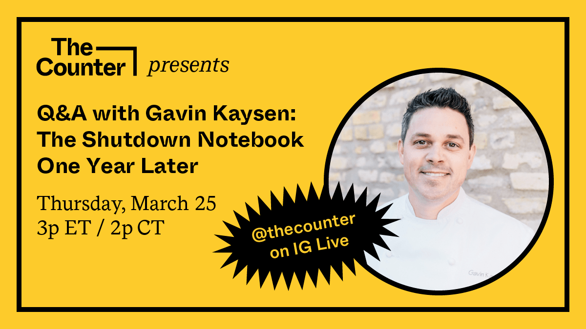 Social media graphic to promote Instagram Live event with Gavin Kaysen of The Shutdown Notebook. March 2021
