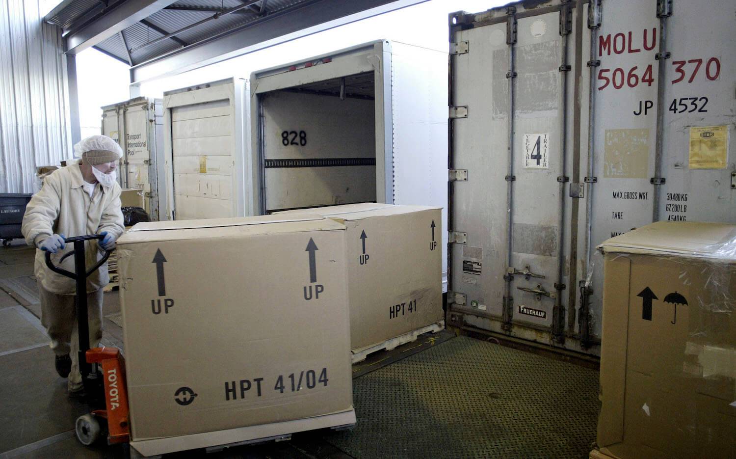 Monty Welker, an inmate at the Airway Heights Corrections Center unloads inbound frozen vegtables at the largest prison-based food factory in the Northwest, November 10, 2005 in Airway Heights, Washington.