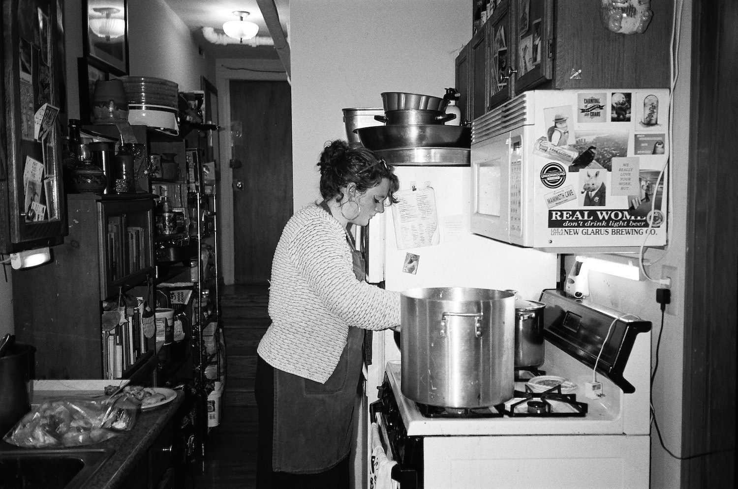 Eve Studnick cooking at home. June 2021