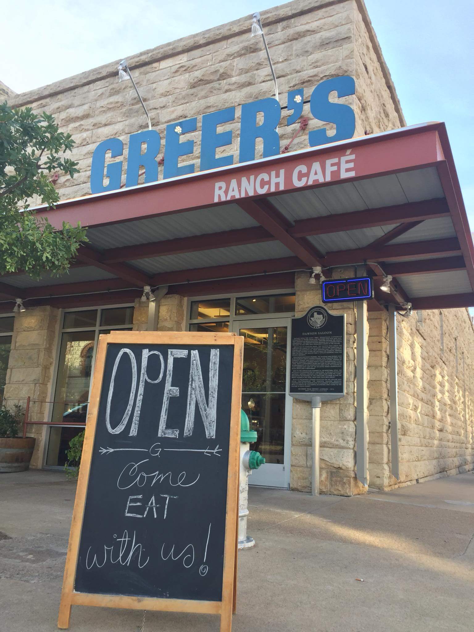 The exterior of Greer Ranch Café in Stephenville, Texas. June 2021