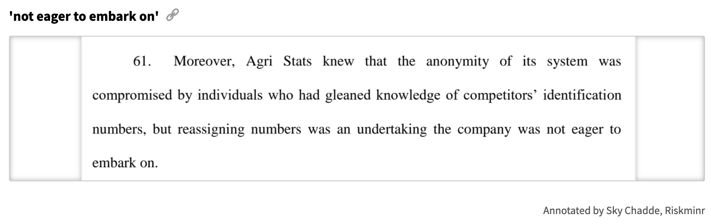 Screen shot of section 61 about Agri Stats. July 2021