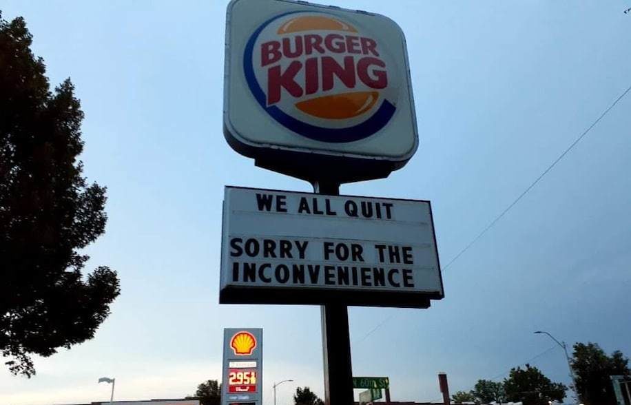 A photo of a Burger King marquee sign saying 