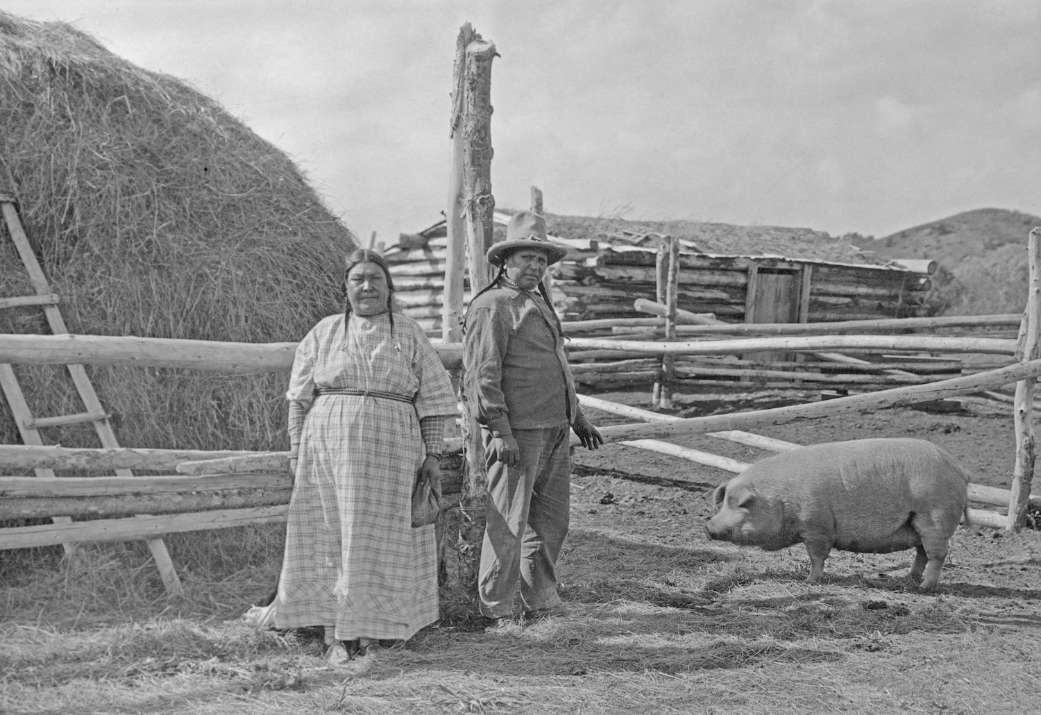 Blackfeet Chief Owen Heavy Breast and his wife on their ranch in 1925. October 2021