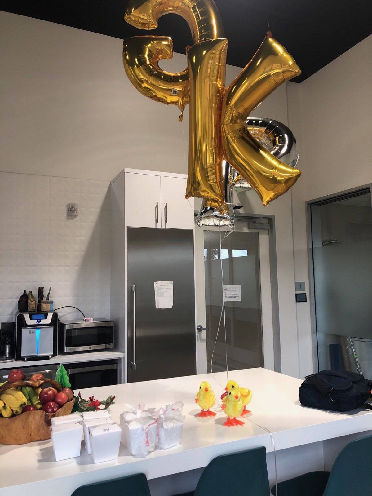 An April 9 photo posted to Upside Foods' company Slack, obtained by The Counter and shown above, demonstrated how a members of the Blue Sky team hoped their accomplishments would be received: with Thai food and celebratory balloons. A few weeks later, everyone on the team haAn April 9 photo posted to Upside Foods' company Slack, obtained by The Counter and shown above, demonstrated how a members of the Blue Sky team hoped their accomplishments would be received: with Thai food and celebratory balloons. A few weeks later, everyone on the team had left the company. d left the company.