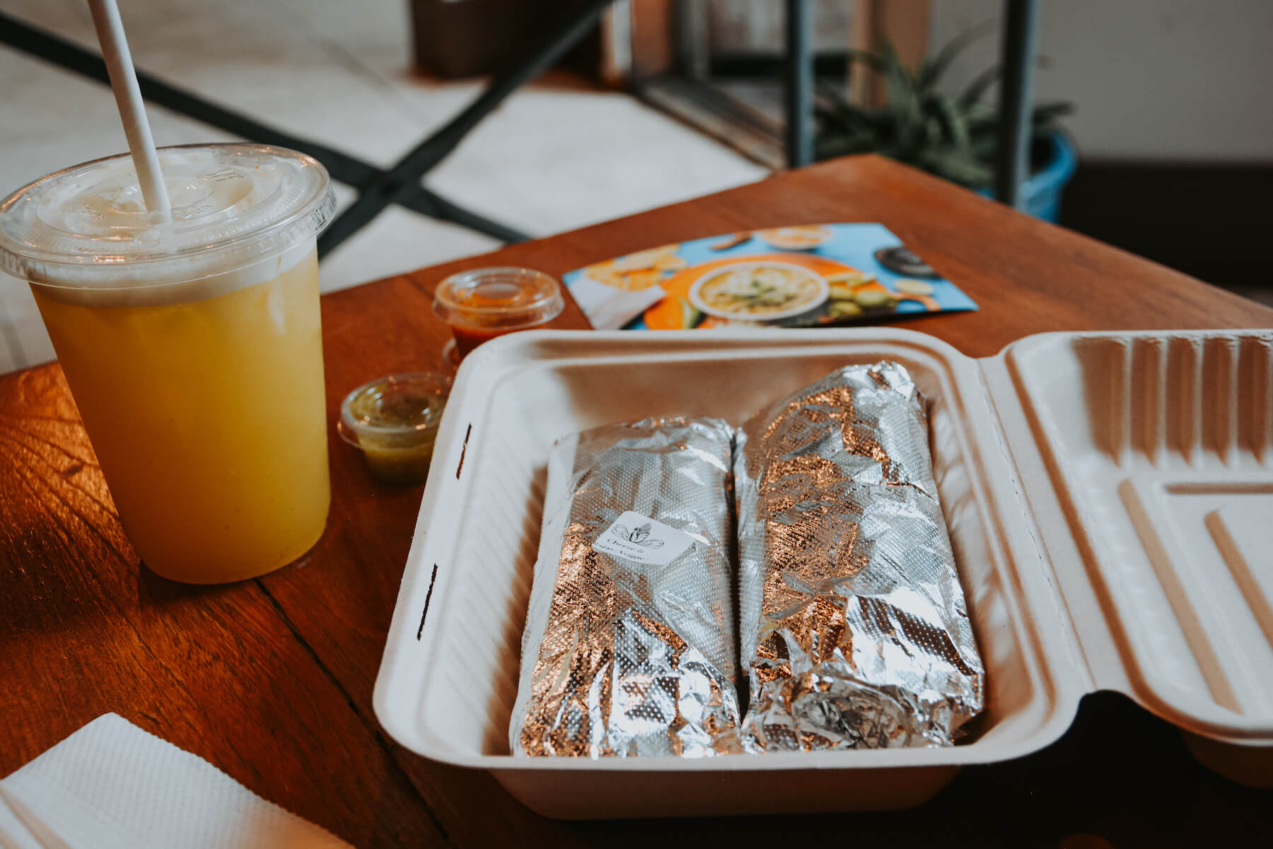 To-go tamales and agua de piña from La Guerrera's Kitchen in Oakland, CA. August 2021