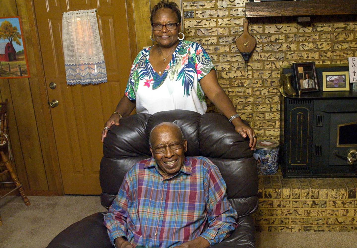 Winford Bowie pictured with his niece Wanda in his home in East Texas. July 2019