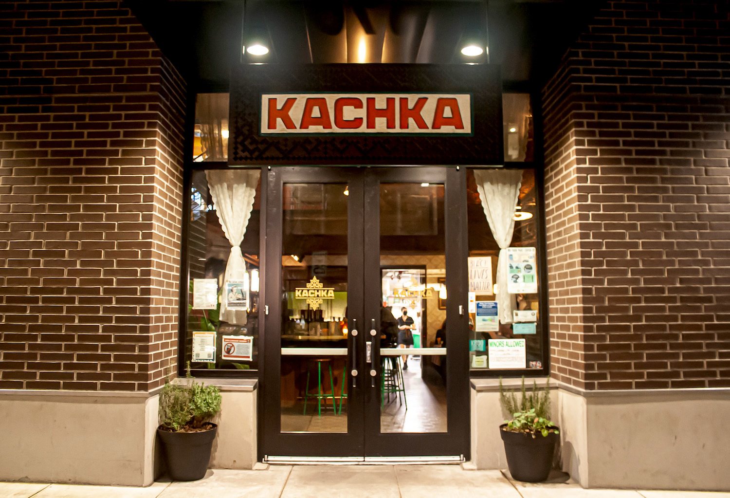 Exterior of Kachka restaurant in Portland, Oregon. March 2022