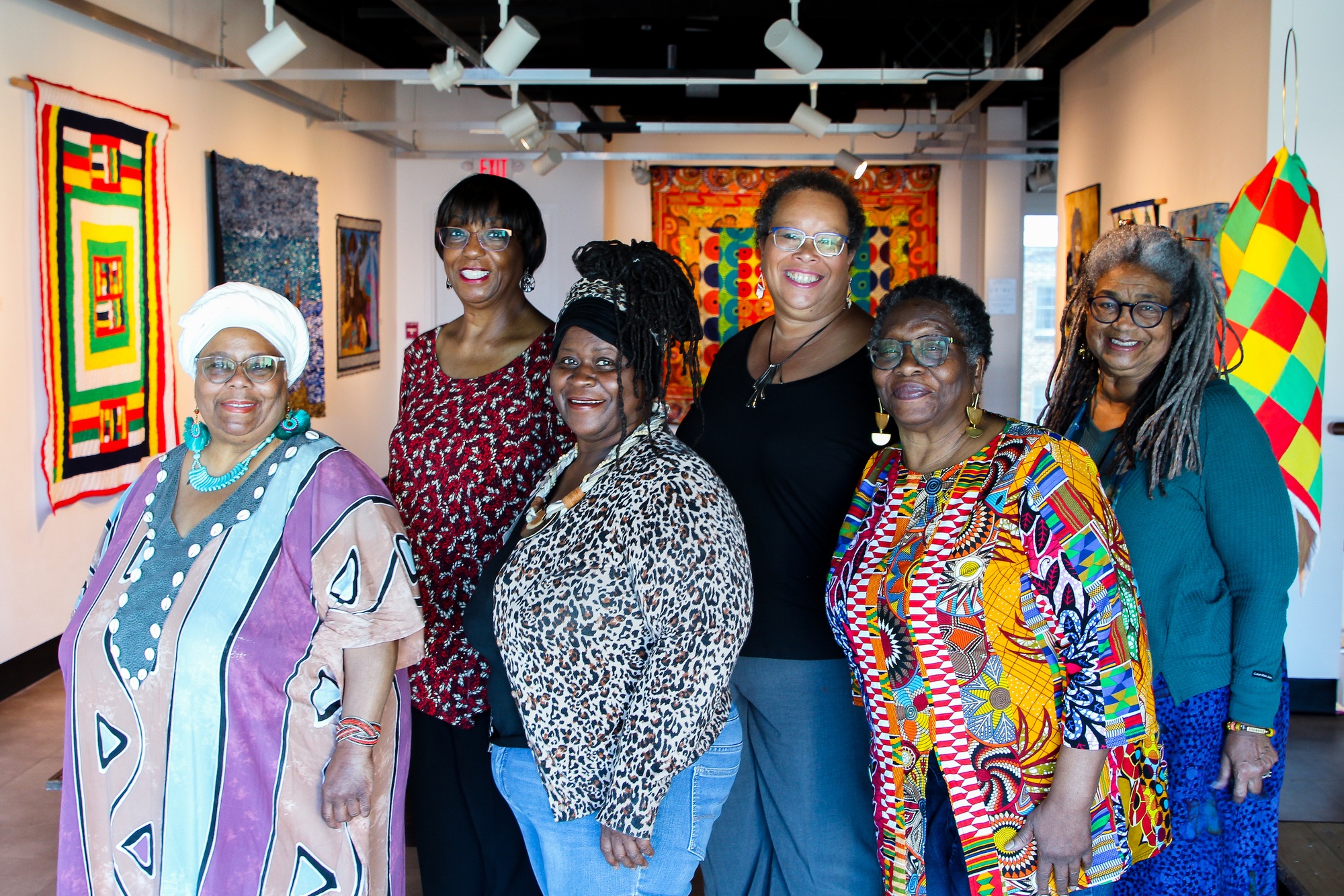 More than a dozen Black women fiber and textile artists were featured in the exhibit, Griots of Cotton, Indigo & Clay on display at Charleston's City Gallery in February. Local artist and exhibit curator, Torreah “Cookie” Washington (from left to right), stands with fellow artists, Lillie Fowler-Singleton, Georgette Sanders, Renee Fleuranges-Valdes, Carolyn Brackat, and Arianne King Comer.